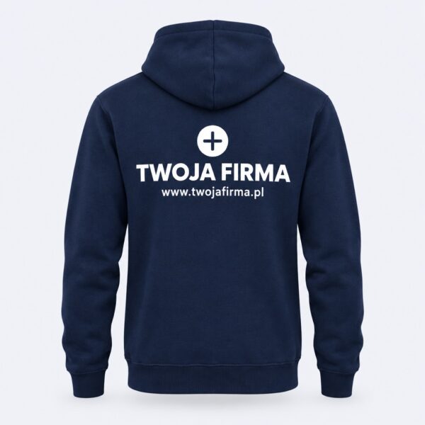 Bluza z kapturem z dużym nadrukiem firmy na plecach